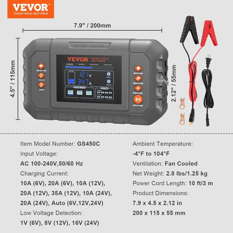 VEVOR 8A Smart Charger: Pro maintenance for LiFePO4 and Lead-Acid.