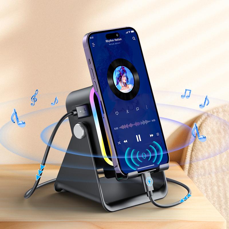 360° wireless sensor speaker stand with colored ambient lighting