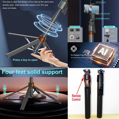 Intelligentes Stativ mit Gesichtserkennung: 360°-Autorotation für Vlogging und Live-Streams