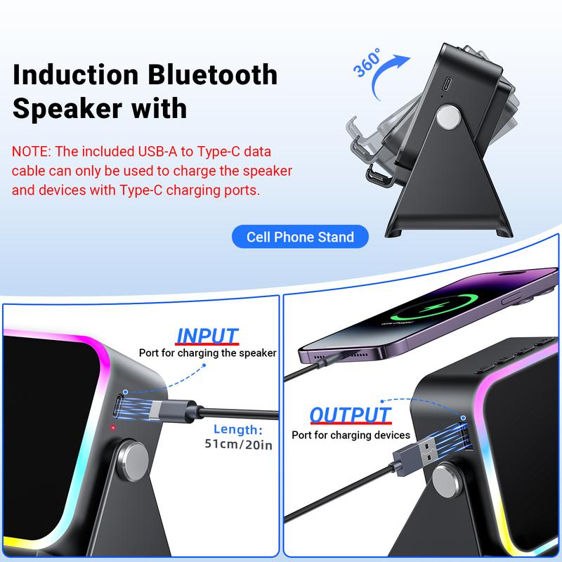 360° wireless sensor speaker stand with colored ambient lighting