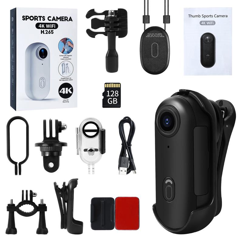 Caméra miniature NUISK : 128 Go, vidéo 4K POV, fixation magnétique