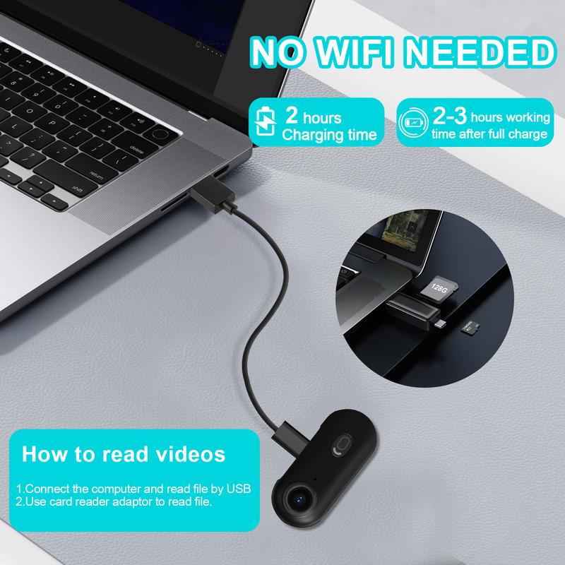 Caméra miniature NUISK : 128 Go, vidéo 4K POV, fixation magnétique