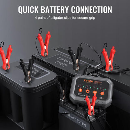 VEVOR 8A Smart Charger: Pro maintenance for LiFePO4 and Lead-Acid.