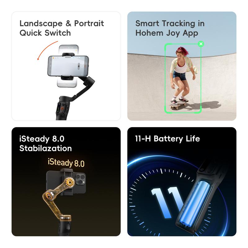 hohem iSteady X3 SE 3-Axis Gimbal Stabilizer: Foldable with Detachable Remote for iPhone 17 & Android