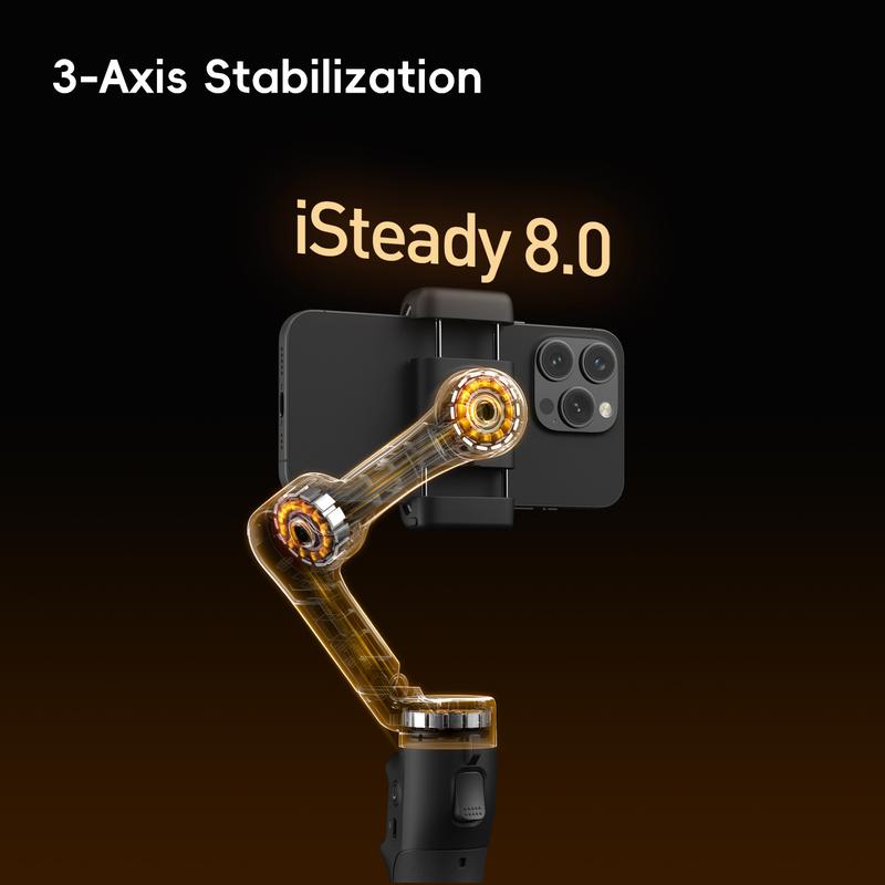 hohem iSteady X3 SE 3-Axis Gimbal Stabilizer: Foldable with Detachable Remote for iPhone 17 & Android