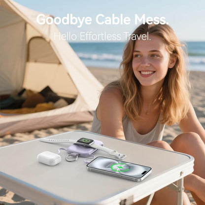 RORRY Mini Portable Power Bank, USB Type-C Interface, Built-in Data Cable and Keychain