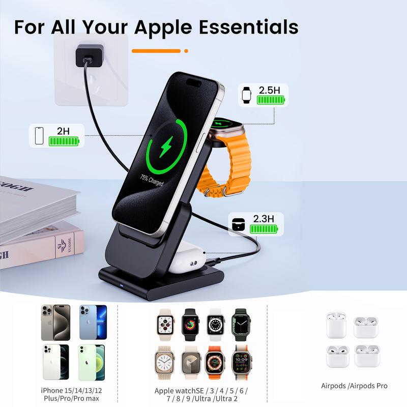 New 3-in-1 charging station, magnetic wireless charging station