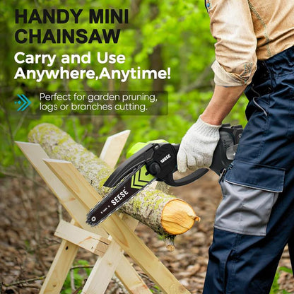 SEESE Brushless Mini Chainsaw — Cordless Portable Saw for Wood & Garden